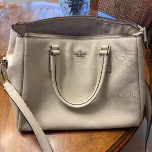 Big Kate Spade White Leather Handbag with shoulder strap and hand straps